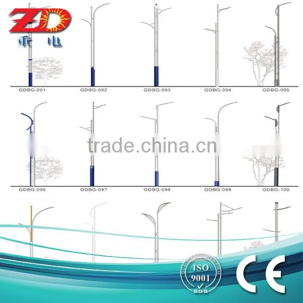 Hot Zinc Galvanized single arm street pole outdoor for solar light