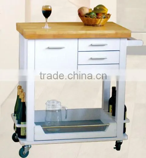 kitchen cart with wood top and MDF frame