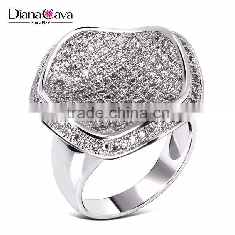Unique Round Shape Party Cubic Zirconia Women Luxury CZ Jewelry Wedding Ring