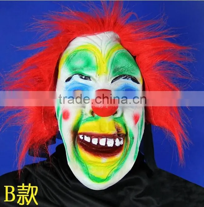 In stock cheap Halloween Cute plastic Clown mask PVC party Masks with red rose