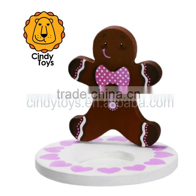 DIY Wooden Craft tealight holder Gingerbreadman 1 pcs for Kids