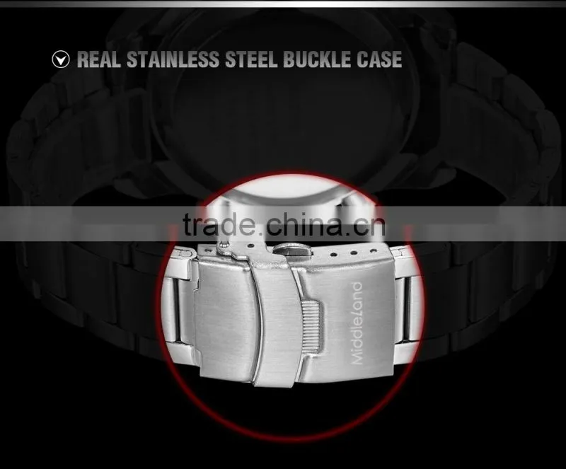 2015 japan movement double ca lendar all stainless steel watches waterproof