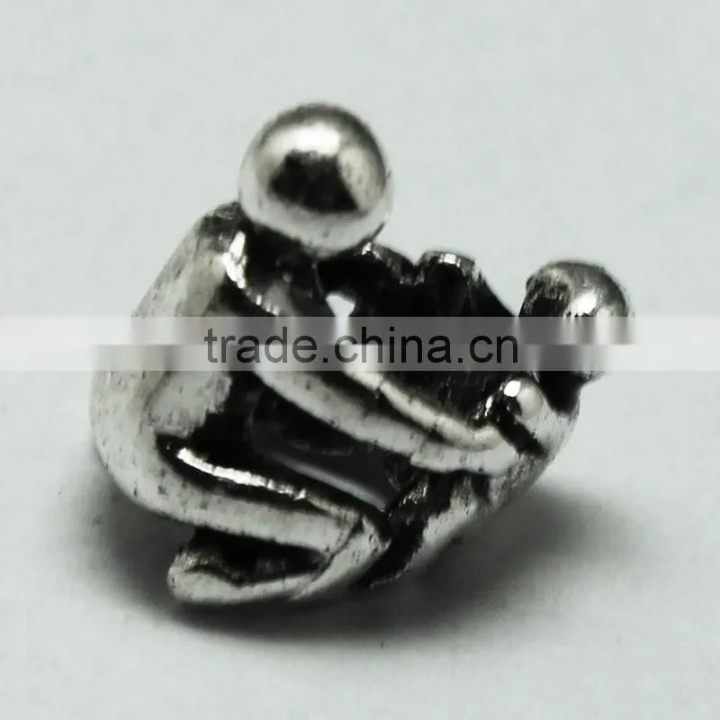Lead Free Nickle Free Zinc Alloy Pdora Wrestling Theme Jewelry Hole Beads for Bracelets and Necklaces