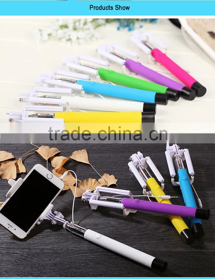 Self-pole,wired control selfie stick for mobile phone ,Since the shaft
