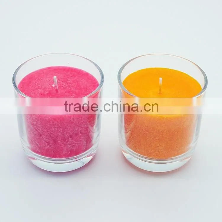 pink wax scented candle in glass jar,multi-colored and difference size are available