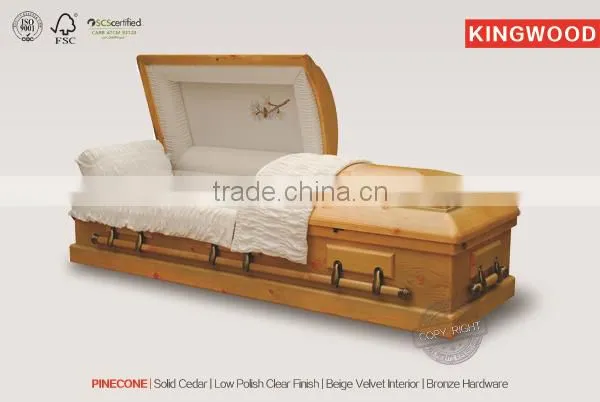 product china PINECONE Teak solid wood casket