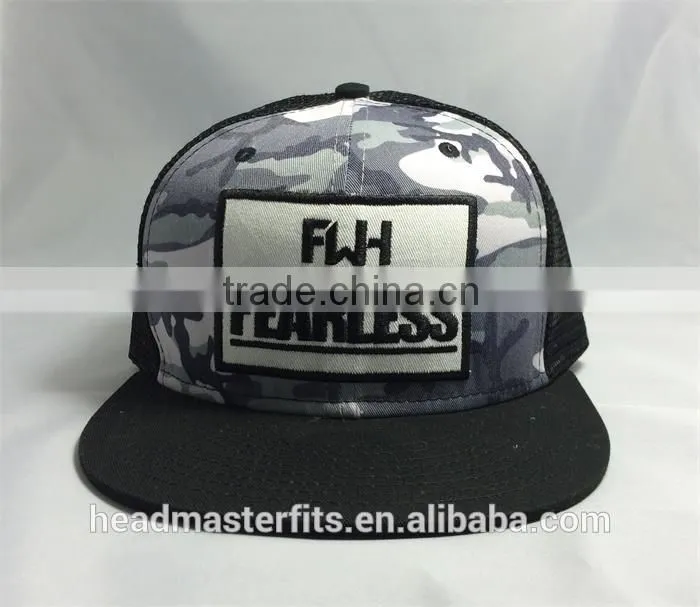 Custom Embroidery Patch Flat Trucker Cap Mesh Cap
