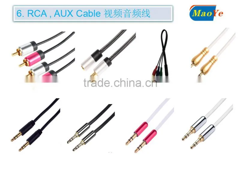 3.5mm Male to 2RCA Cable Gold Plated Audio I/O Wire Stereo Panel Mount Cable for PC, Car Audio, Audio Equipment