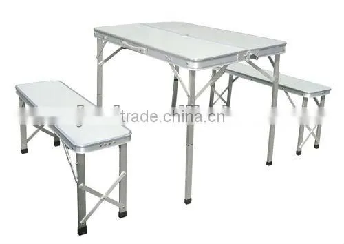 Outdoor Aluminum Portable Garden picnic Table with two long beach