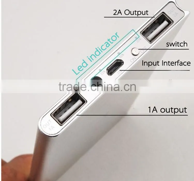 Factory Supply 10000 mah Aluminium Alloy Mobile Power Bakcup Battery Charger , 10000 mah Power Bank Charger