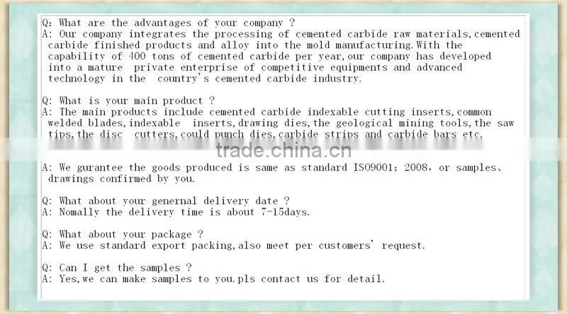 tungsten carbide sheet metal by Zhuzhou manufacturer