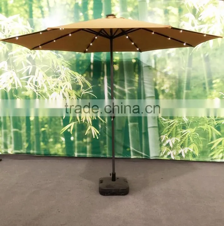 2016 New Design Cheapest 3.0m Solar Garden Patio Umbrella With Led Light And Two USB
