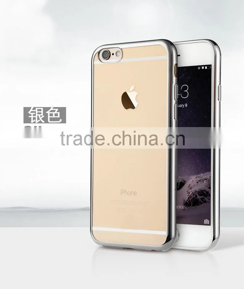 luxury Clear Crystal Chrome Side Soft TPU Case Cover For Apple iPhone 6s Plus