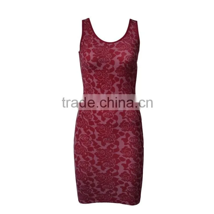 Hot Sexy New Design Sleeveless Jacquard Women Dress