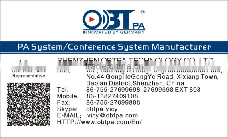 OBTPA Public Adress System internet video phone,digital network intercom