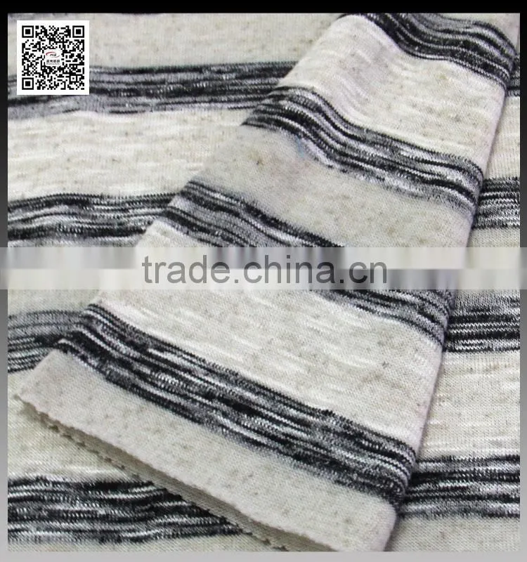 2016 for young lady's clothes newest design polyester and linen rib knit fabric