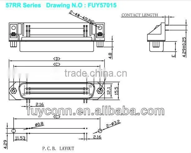 Centronics Right Angle DIP Solder Termination Connector PCB 90 degree Male Plug