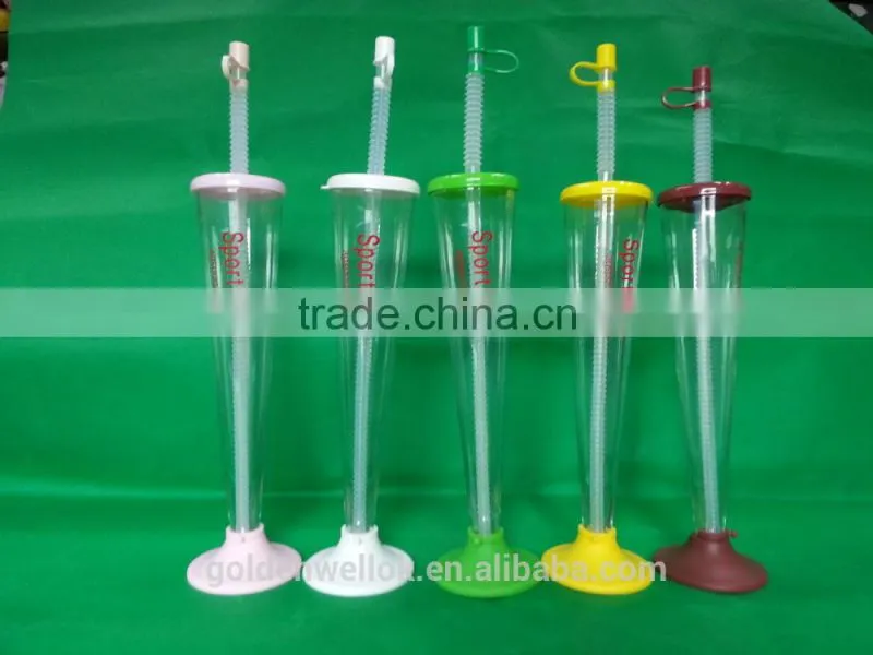300ml PET yard cup /plastic straw drinking cups