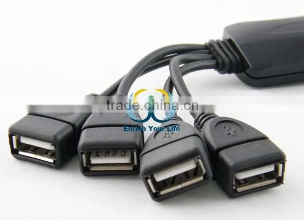 Black 4-Port High Speed USB 2.0 Hub