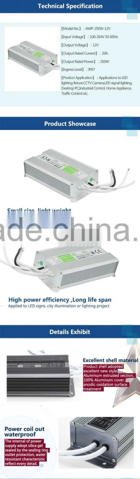Best Price Outdoor power Switch Driver Led High Efficiency,Compact High Power Supply 12V Led Driver Manufacturer