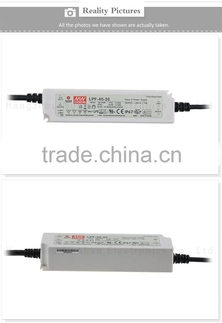 Mean Well 40w 24V waterproof led driver/40W 24V Single Output Switching Power Supply/24V led driver with pfc function
