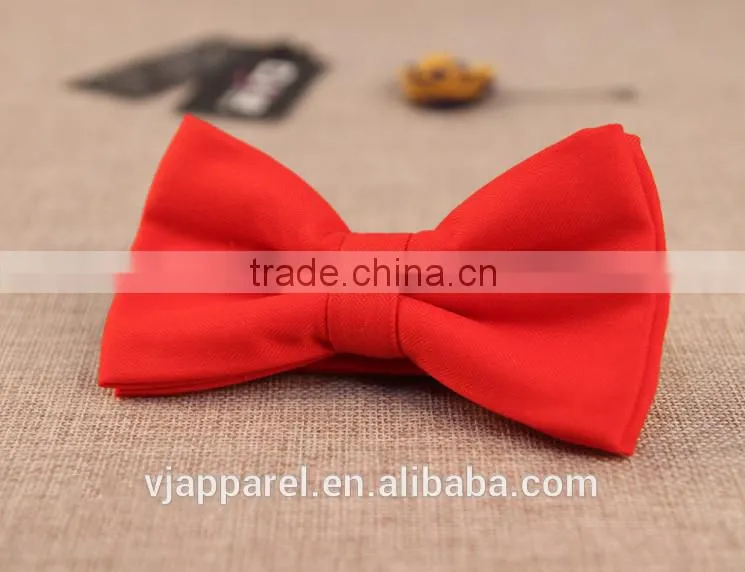 Cotton Solid Red Black Pre-Tied Bow Tie