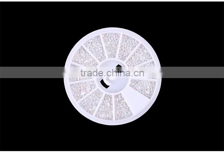 Wheel boxed clear AB plastic rhinstones transparent nail art sticker use crystal decoration