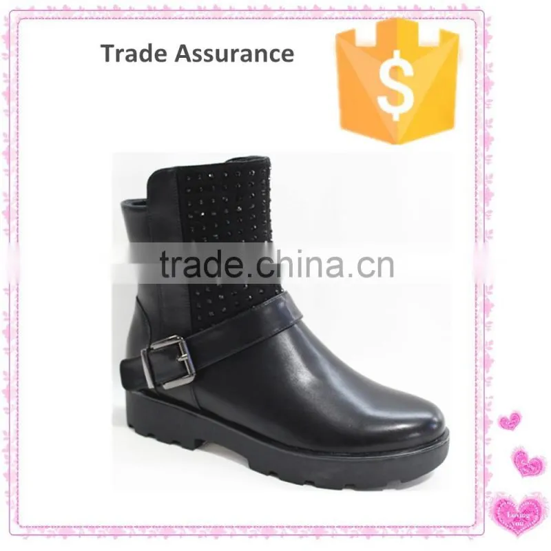 Black quality PU Italian winter leather boots women