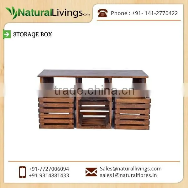 High Quality Tough Wooden Storage Box with Brown Polish