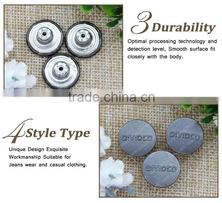 17mm jeans buttons and rivets shank jeans button metal buttons for jeans