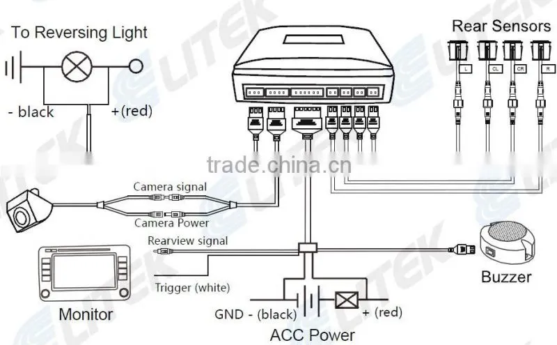Ultrasonic radar detector with car night vision reverse camera DC12V for volkswagen
