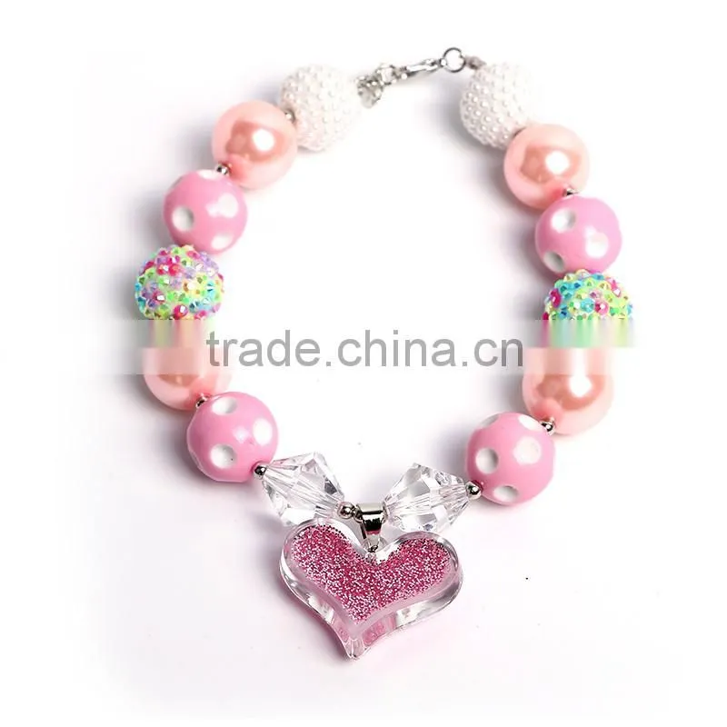 top quality wholesale price colored crystal ruby heart fashion jewelry necklaces for girl