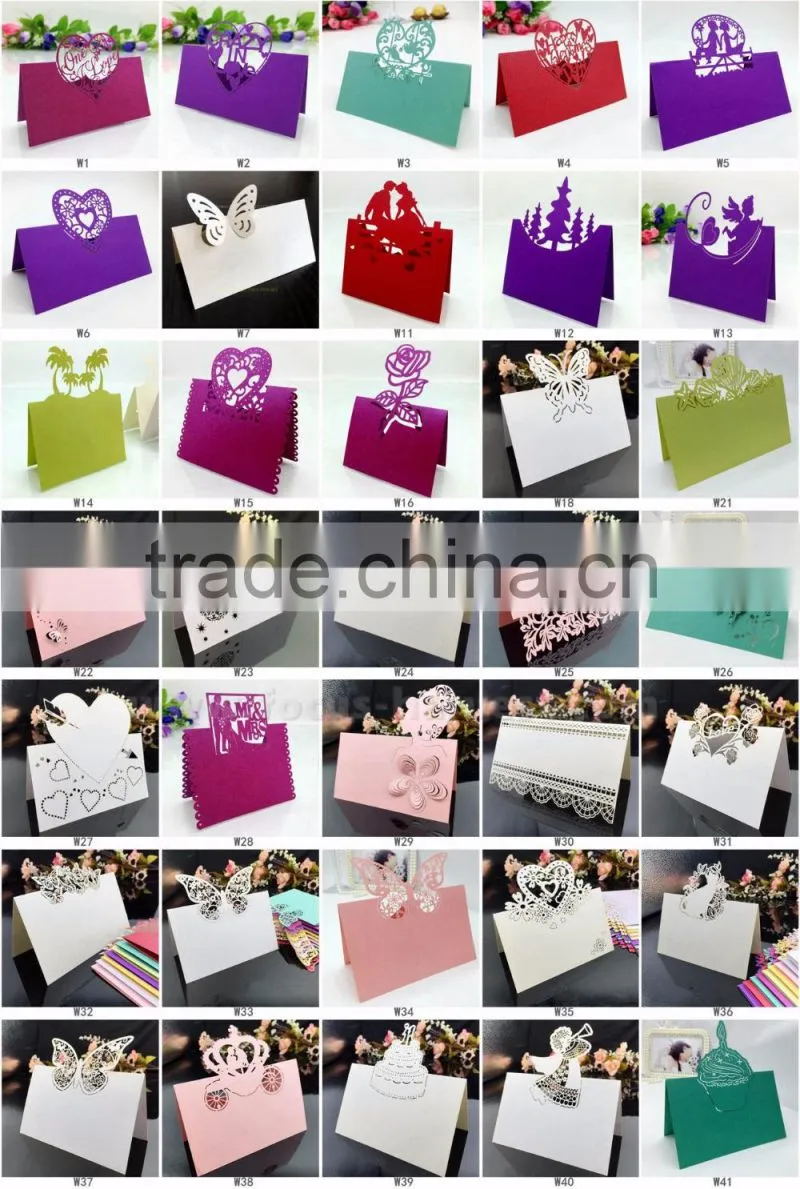 W31 Laser wedding card place card Love flower Holder Table Seat Card for Wedding