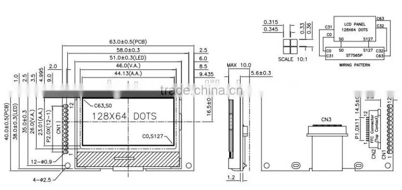 exchanger monochrome 128x64 LCD