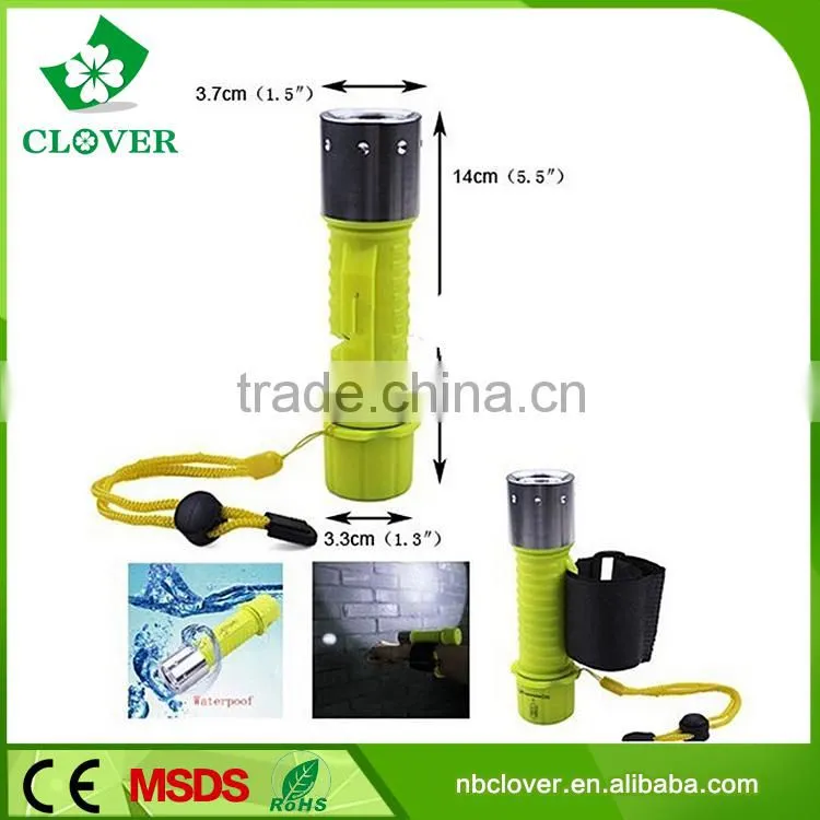 ABS material 4*AAA battery 180LM plastic waterproof torch for diving