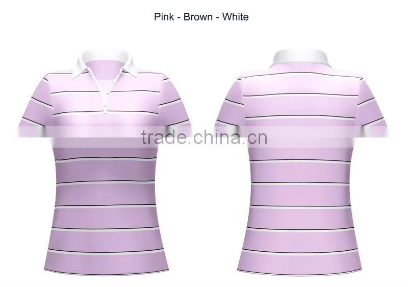 Custom Design Ladies 100% Polyester Sublimated Polo Shirts