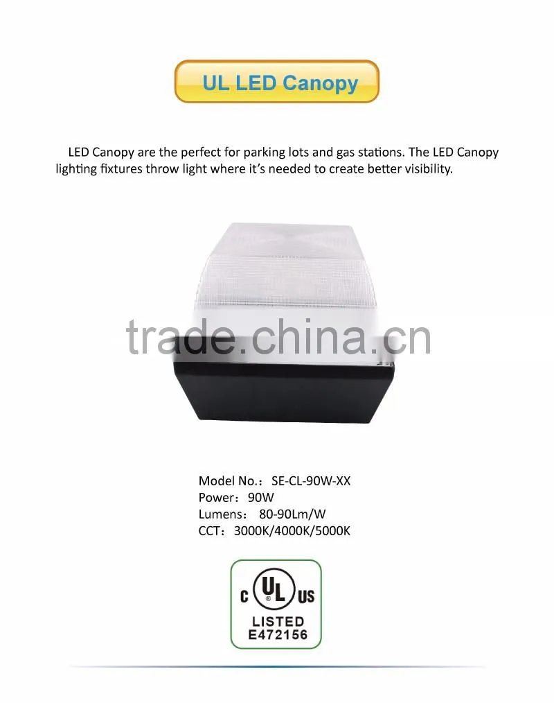 90W UL Canopy Light for Parking lot Garage