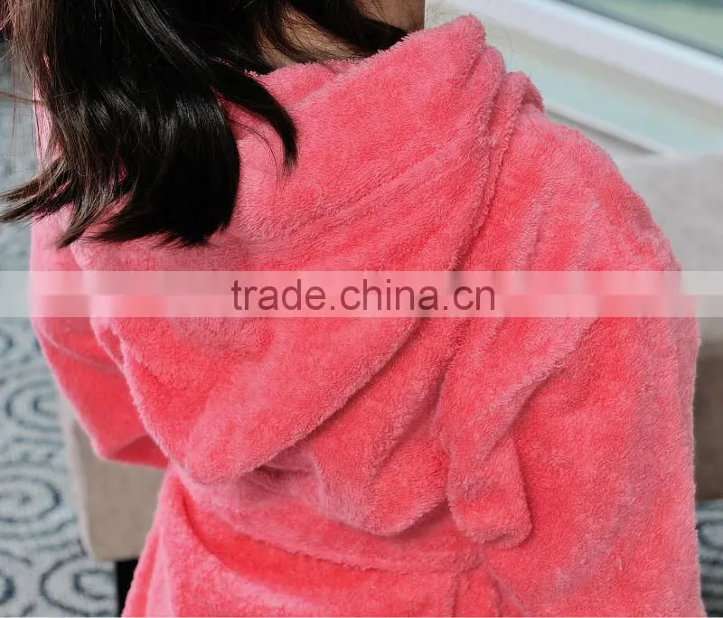 Fashion 100 cotton terry girls bathrobes with applique