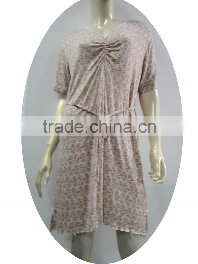 V-neck front gather ribbon trim shortie