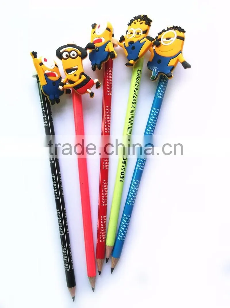 Wholesale Promotional Gift Cute Cartoon Soft PVC 2d Pencil Topper