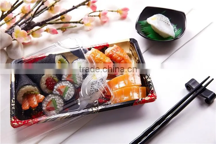 SM1-1107FB Red gold plastic sushi container,food delivery boxes