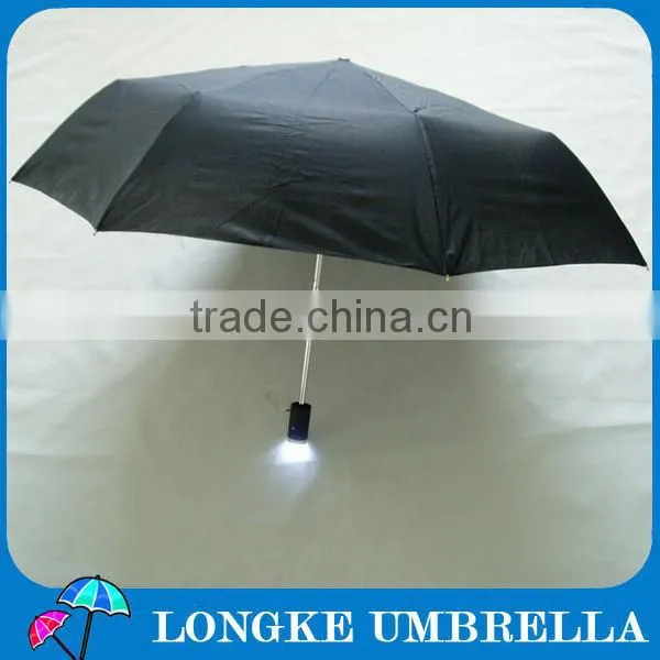 3 fold umbrella with torch handle/LED light umbrella