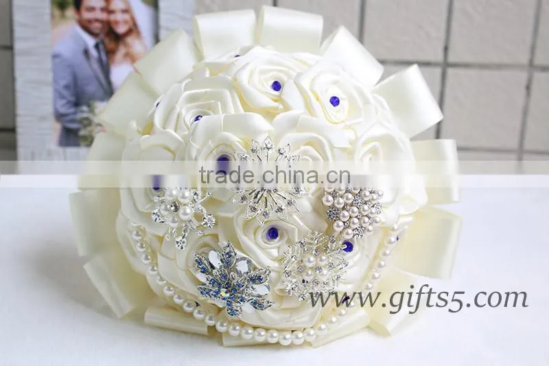 Exquisite Wedding Bouquet with blue beads