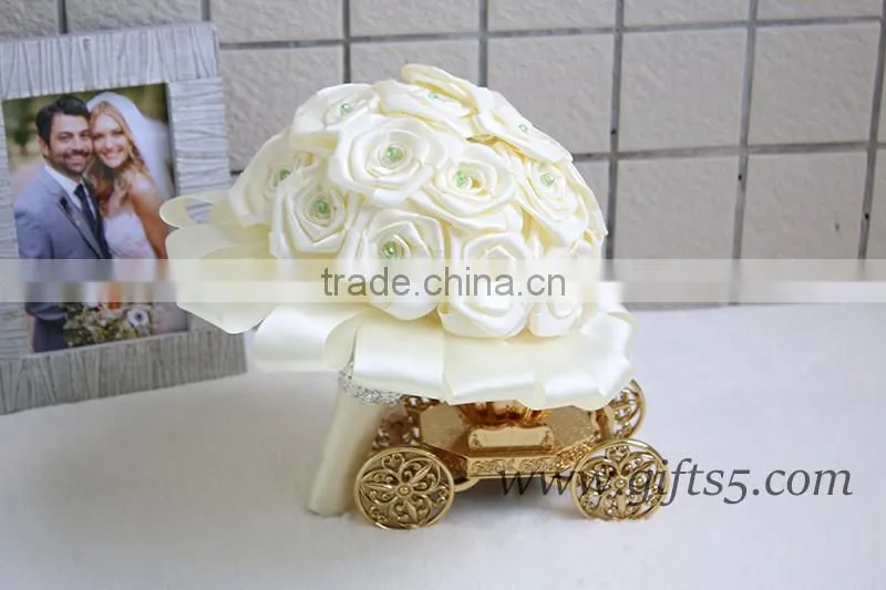 2016 latest handmade wedding flower bouquet with crystals