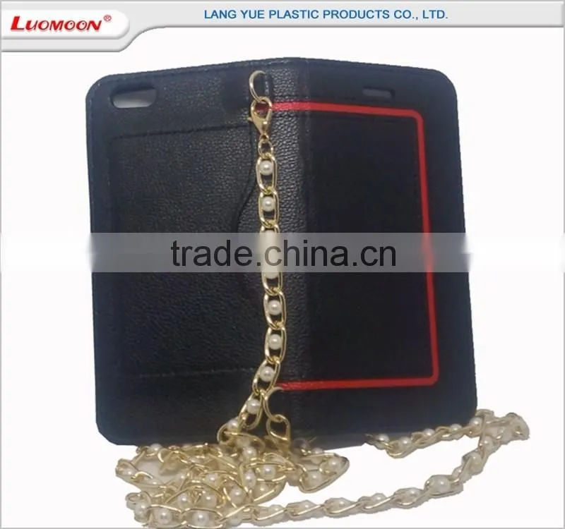 phone cases cover black with chain/lanyard and mirror for girls lady for cute luxury cell mobile smart phone