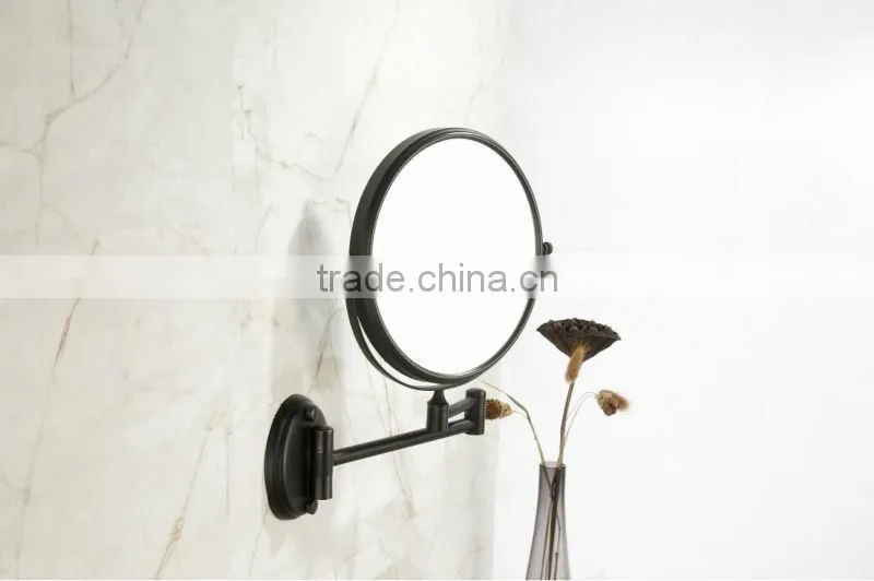 2014 new design round style wall mounted antique bronze double face bath mirror