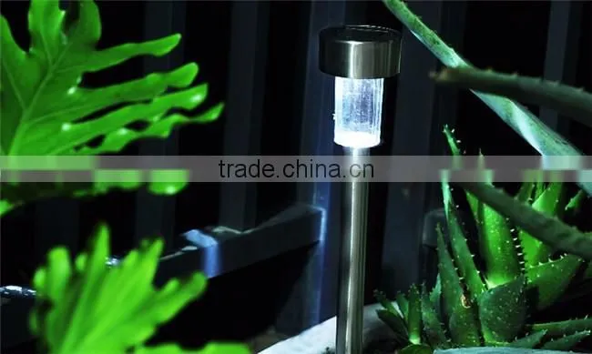 waterproof outdoor solar power lawn lamp LED spot light garden path stainles steel and plastic solar decoration