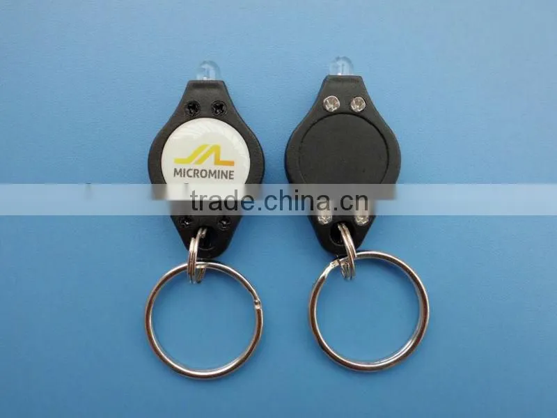 Led Mini Micro Black Keychain Key Ring Super Flash Bright Flashlight White Light
