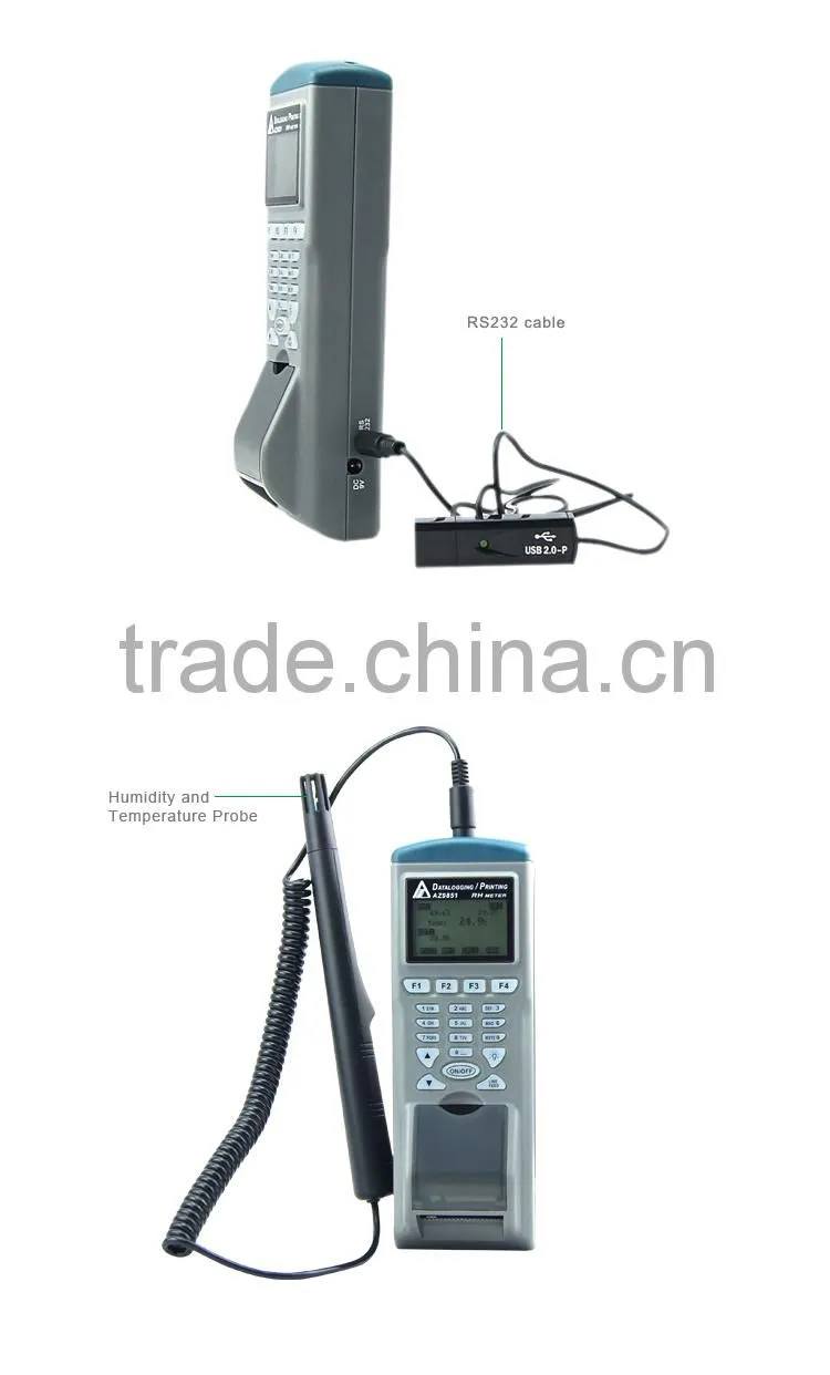AZ9851 Portable RS232 Digital Humidity Temperature Data logger Relative Humidity Meter Hygrometer logger with Printer