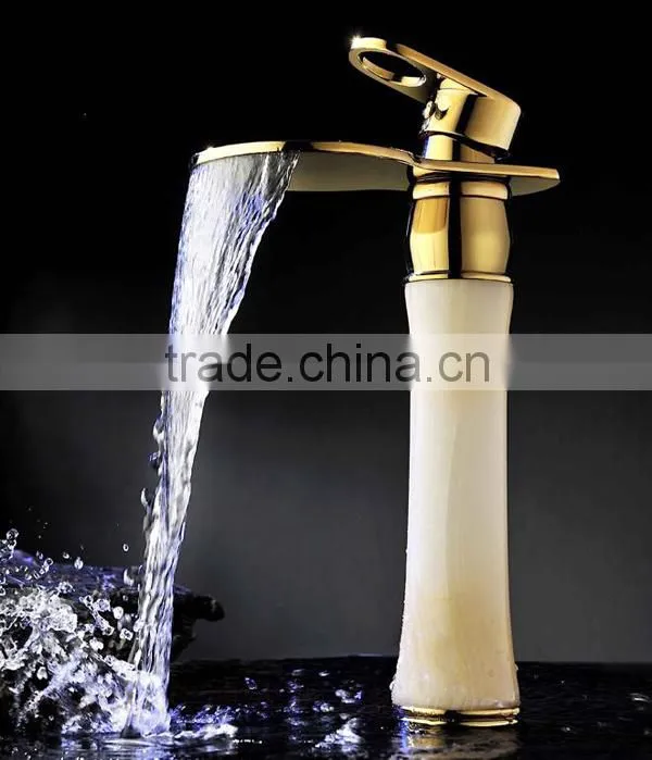Shocking price unique Lead free brass bathroom basin waterfall faucet, deltar faucet brands